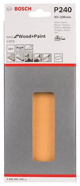 Papier ścierny szlifierki oscylacyjnej RW 93*230 TOP GR.240 10SZT.  BOSCH 2608605230