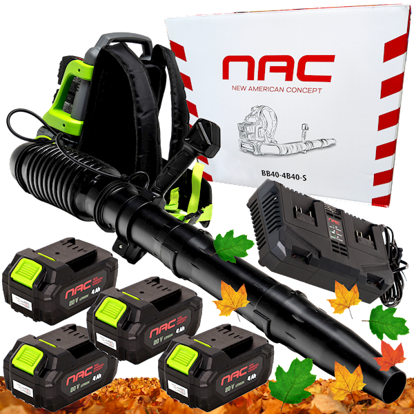 Dmuchawa do liści akumulatorowa NAC BB40-4B40-S PLECAKOWA 4 x 4Ah