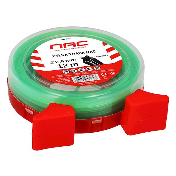 Żyłka tnąca do kos podkaszarek NAC GWIAZDKA 2,4mm 12m ZIELONA