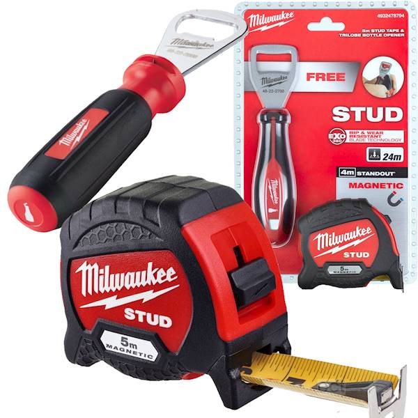 Miara zwijana magnetyczna 5M Milwaukee STUD + Otwieracz 4932478794