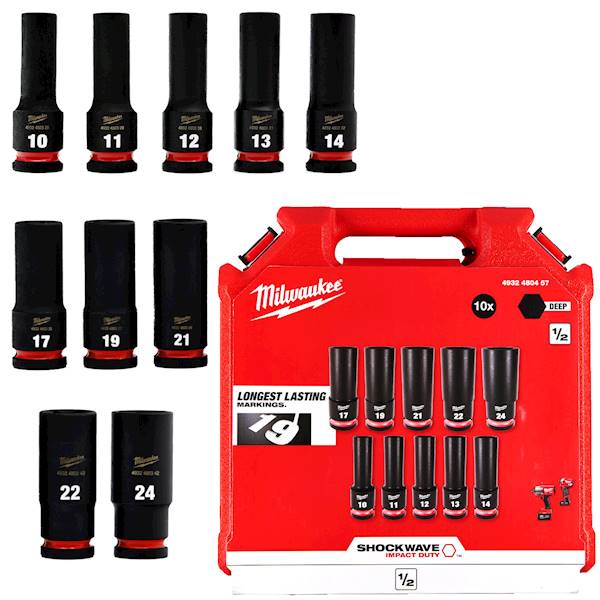 Zestaw nasadek udarowych 1/2" 10szt Milwaukee   4932480457