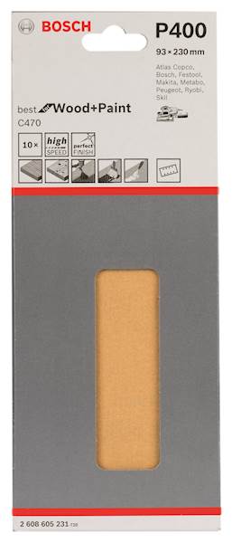 Papier ścierny szlifierki oscylacyjnej RW 93*230 TOP GR.400 10SZT.  BOSCH 2608605231