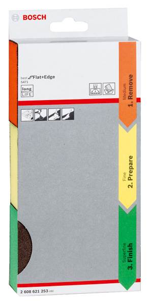 ZESTAW GĄBEK SZLIFIERSKICH BOSCH S471 FLAT&EDGE 2608621253