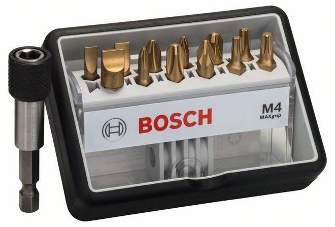 ROBUST BITY SET M4 PH,PZ,TORX,SPLINE 13EL.MAXGRIP  BOSCH 2607002580