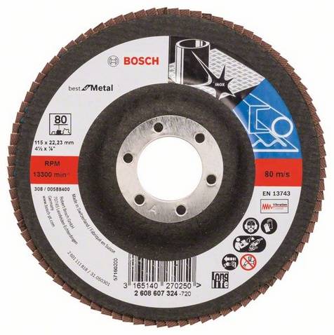 TARCZA DYSK LISTKOWY LAMELKA BOSCH BEST METAL płas.115 P80 2608607324