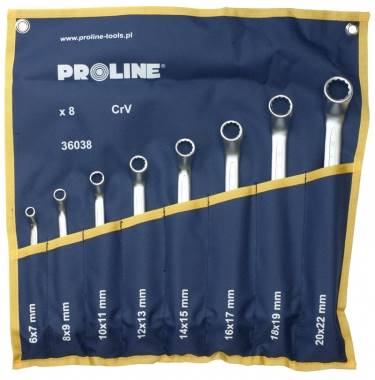 KLUCZE OCZKOWE ODGIĘTE PROLINE CV "HD" 6-22 8szt.  36038