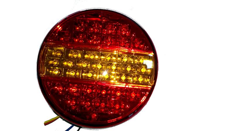 LAMPA TYLNA ZESP LED OKRĄGŁA 12V-24V,CZERWONO-Ż