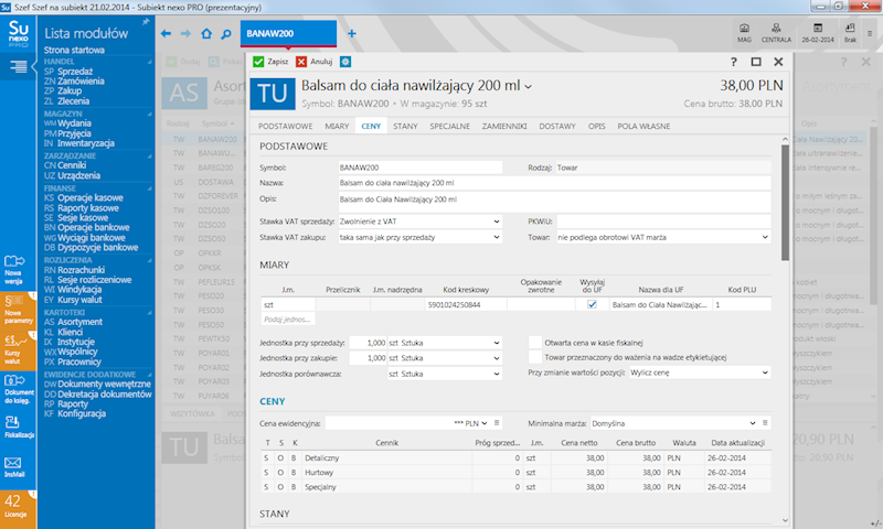 PROGRAM SUBIEKT NEXO 1 STANOWISKO