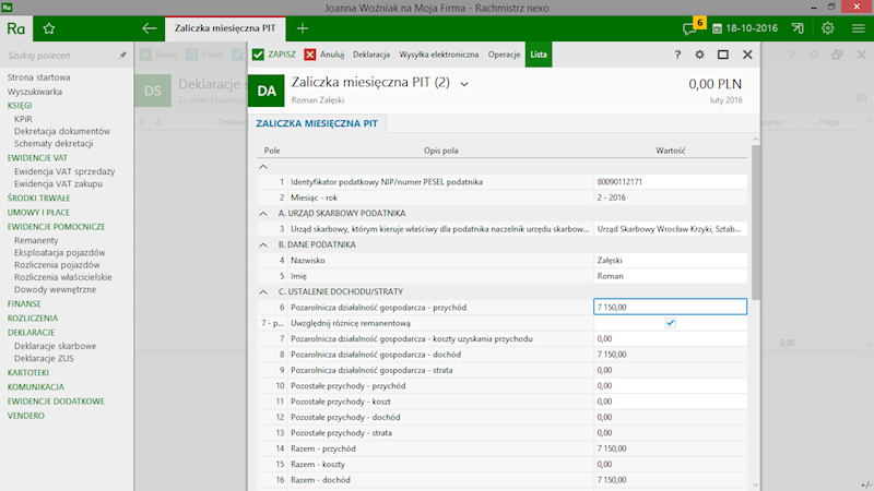 PROGRAM RACHMISTRZ NEXO 1 STANOWISKO