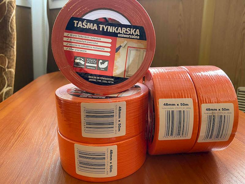 Taśma tynkarska pomarańczowa PVC 48mmx50m