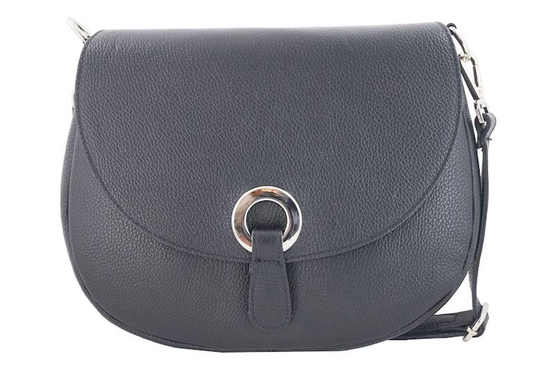 Duża torebka listonoszka ze skóry 641 CZARNA