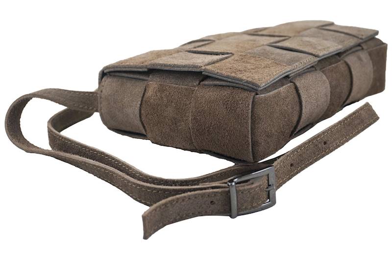 888 Torebka listonoszka zamszowa  Beżowa ciemna