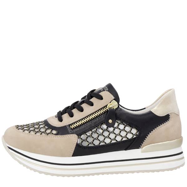 REMONTE D1329-03 PERŁOWO CZARNO ZŁOTE SNEAKERSY