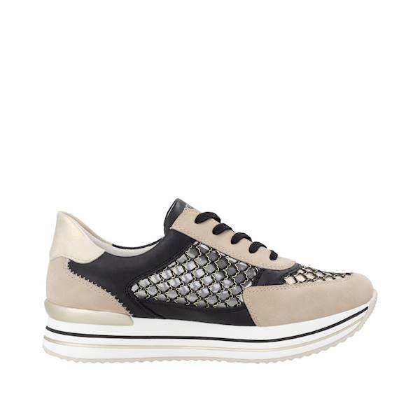 REMONTE D1329-03 PERŁOWO CZARNO ZŁOTE SNEAKERSY • Rozm. D.: 37