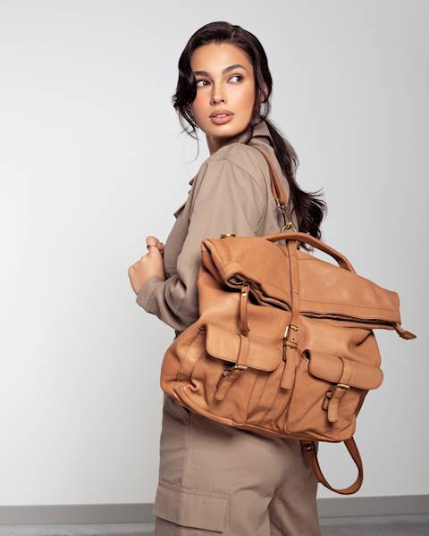 TOSCANIO F140 PLECAKO- TORBA SKÓRA VINTAGE CZRKOLADA