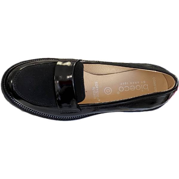 BIOECO 06886 1974 MOKASYN CZARNY LAK + NUBUK • Rozm. D.: 37