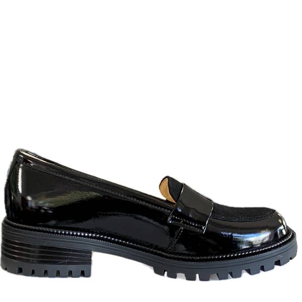 BIOECO 06886 1974 MOKASYN CZARNY LAK + NUBUK • Rozm. D.: 40