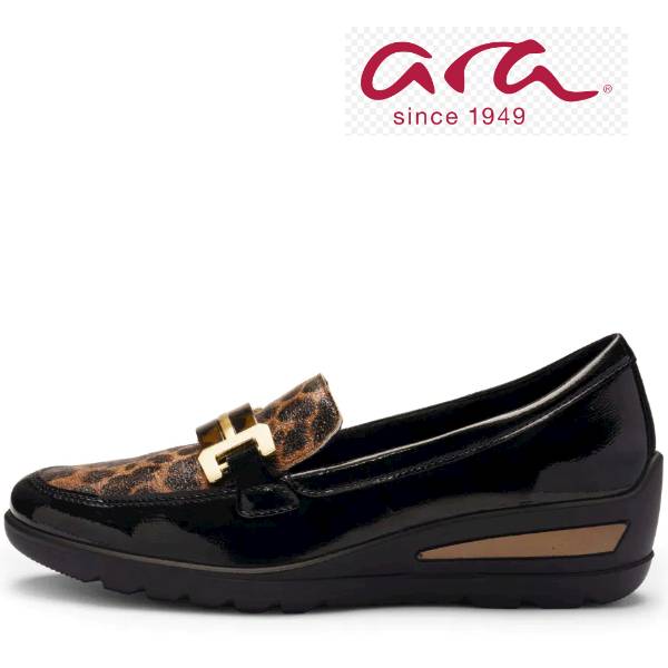 ARA 1250609-11 ZURICH CZARNE - panterka MOKASYNY • Rozm. D.: 37,5