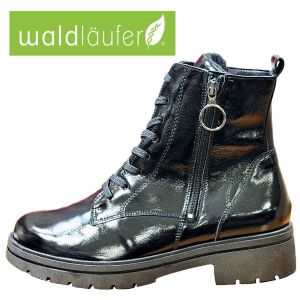 WALDLAUFER trzewik 648803-143 K tęgość-ZOE czarny LAK • Rozm. D.: 39