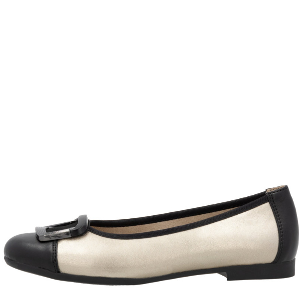 REMONTE D0k12-90 BEŻOWO-CZARNE BALERINY • Rozm. D.: 39