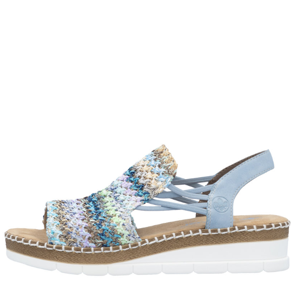 RIEKER sandały V1241-91 Niebieskie MIX • Rozm. D.: 37