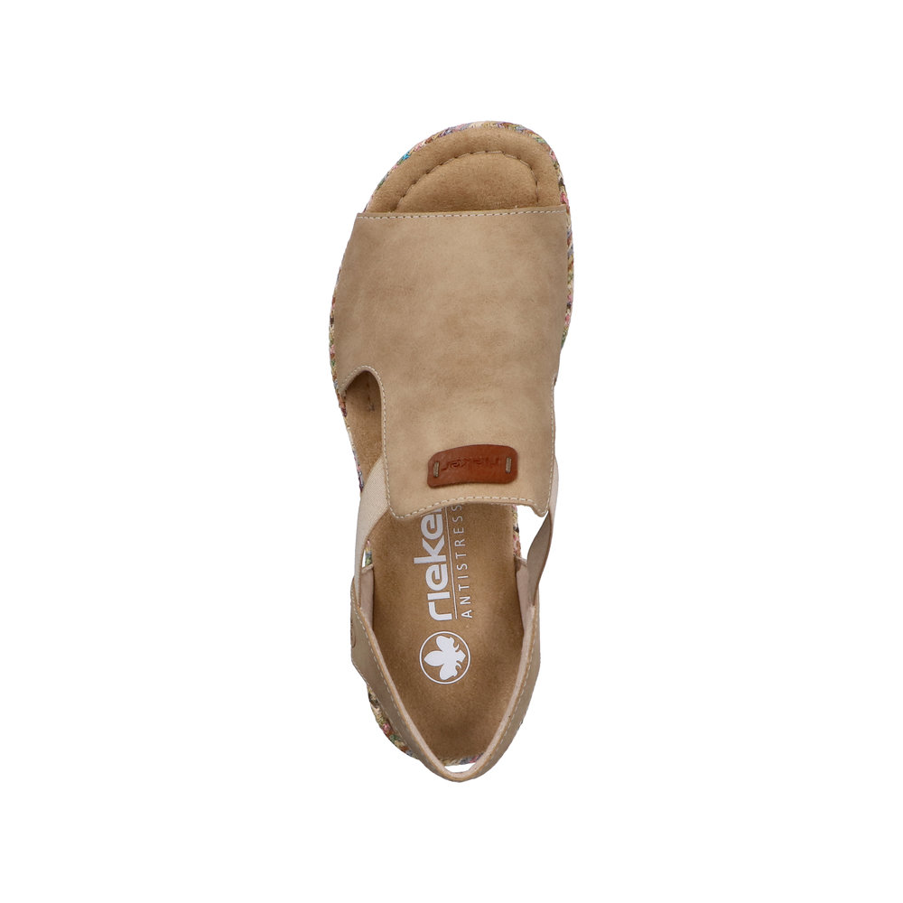 RIEKER 69472-60 SANDAŁ NA KOTURNIE BEŻOWE COMB. • Rozm. D.: 41