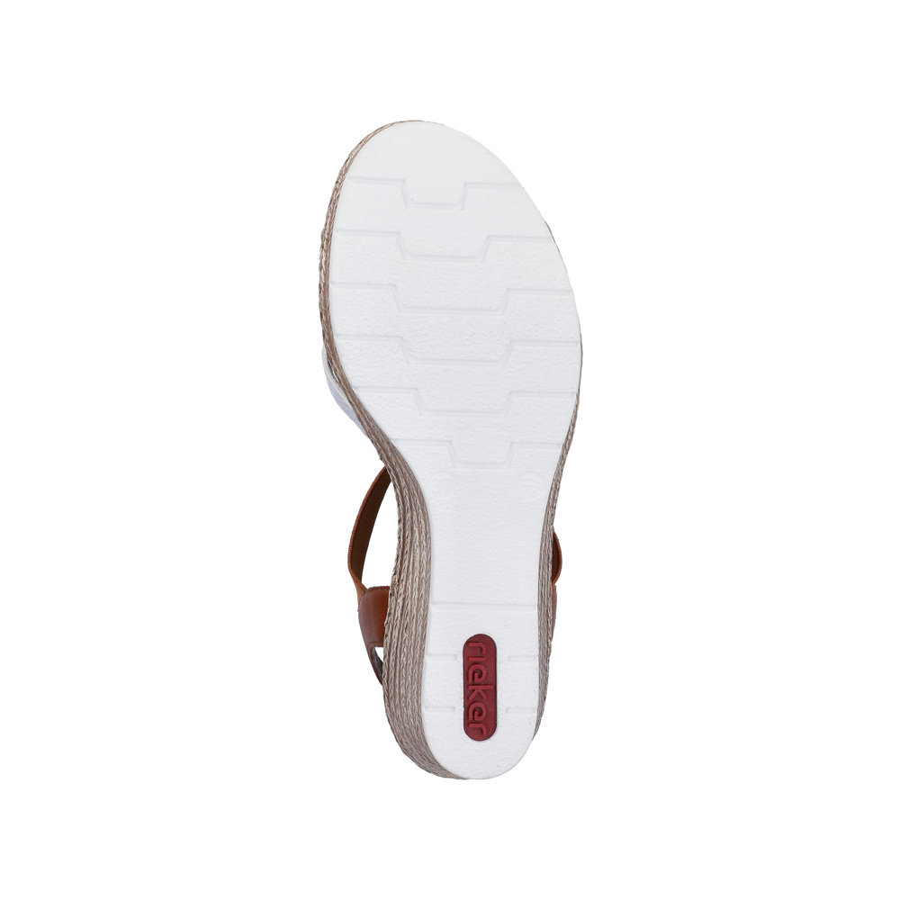 RIEKER 61995-81 SANDAŁ NA KOTURNIE BRĄZOWY KOMB. • Rozm. D.: 36