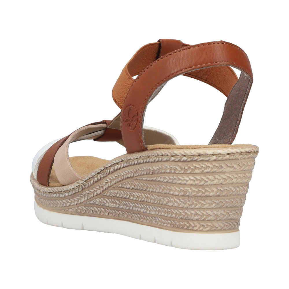 RIEKER 61995-81 SANDAŁ NA KOTURNIE BRĄZOWY KOMB. • Rozm. D.: 40