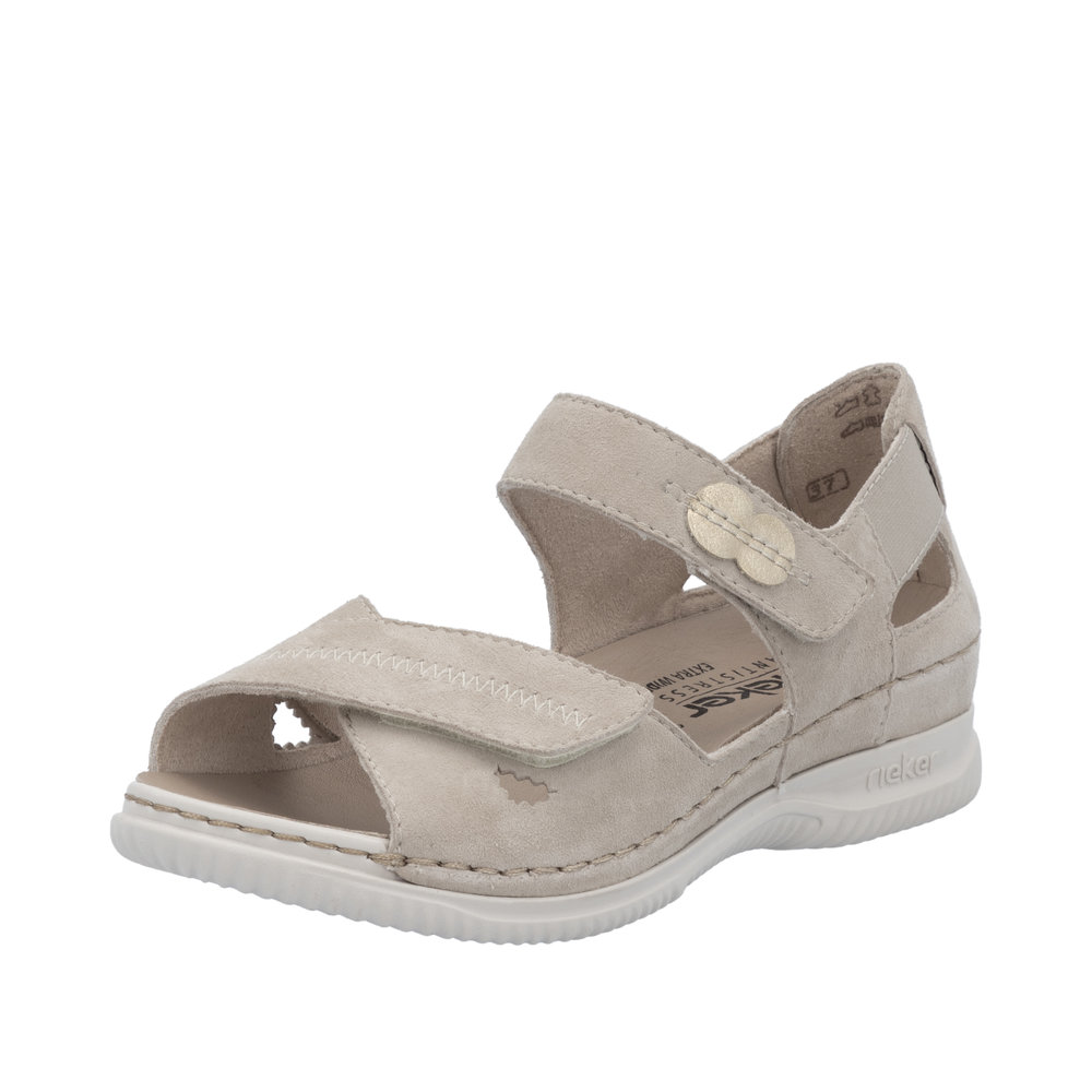 RIEKER V7474-60 SANDAŁY KRYTA PIĘTA BEŻOWE • Rozm. D.: 37