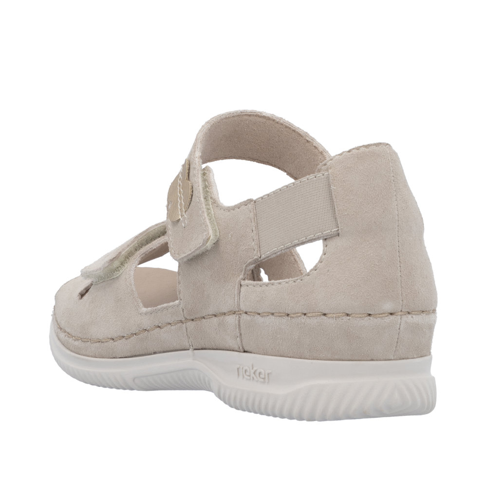 RIEKER V7474-60 SANDAŁY KRYTA PIĘTA BEŻOWE • Rozm. D.: 38