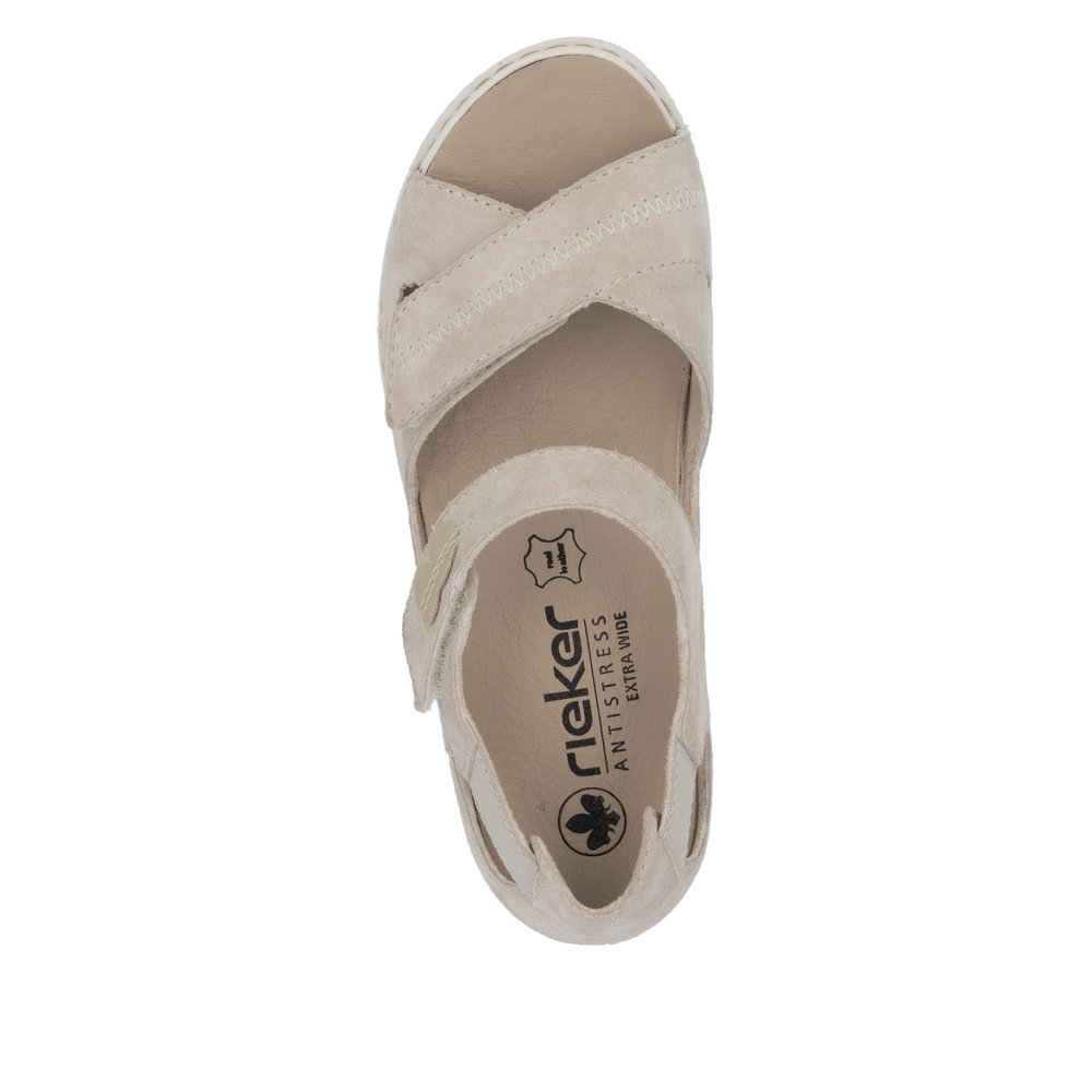 RIEKER V7474-60 SANDAŁY KRYTA PIĘTA BEŻOWE • Rozm. D.: 40