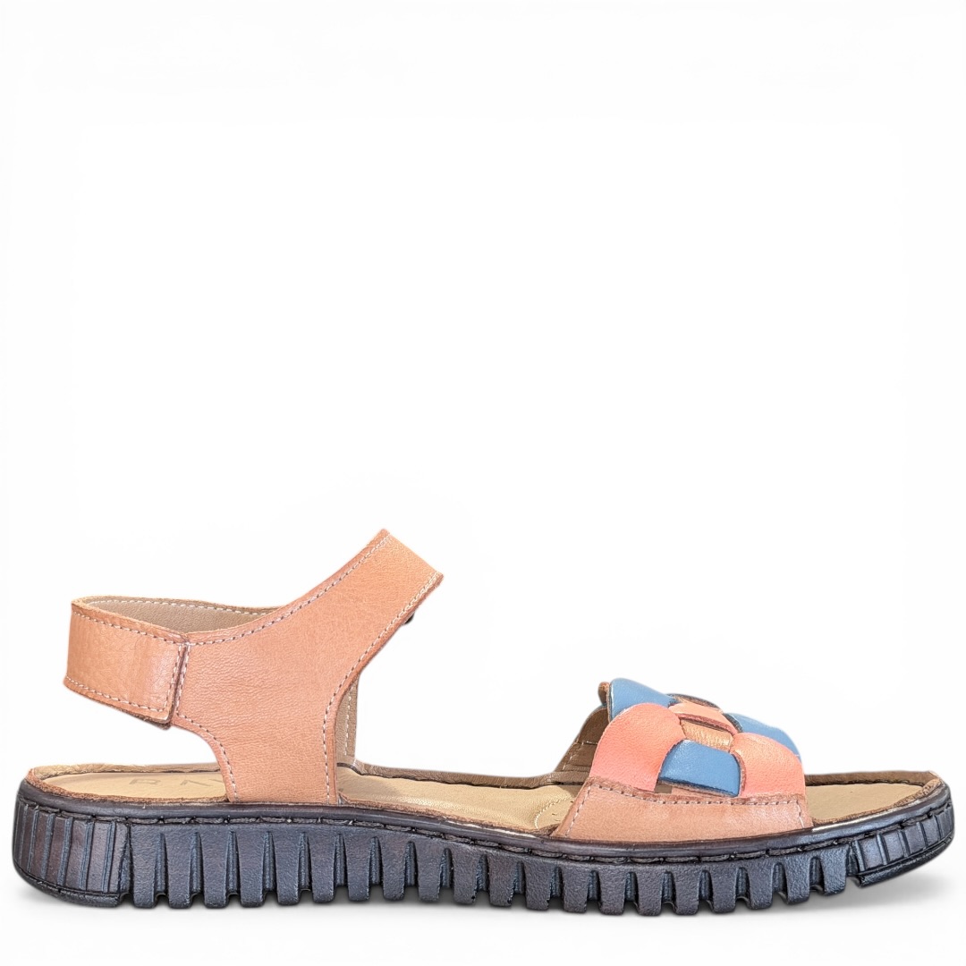 RAVINI sandał 030-113-1610 sandałki NIEBIESKO - KORALOWE • Rozm. D.: 37