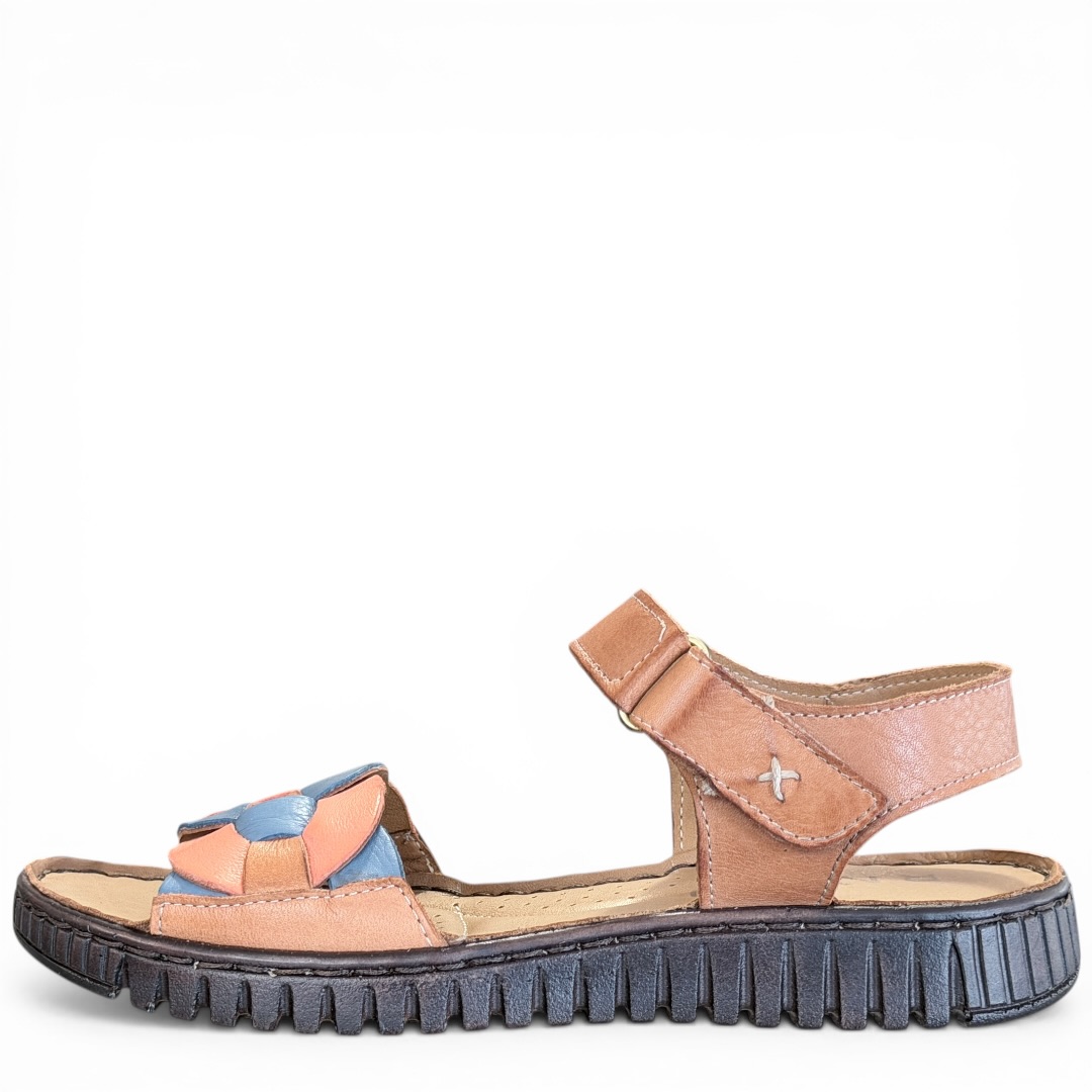 RAVINI sandał 030-113-1610 sandałki NIEBIESKO - KORALOWE • Rozm. D.: 38