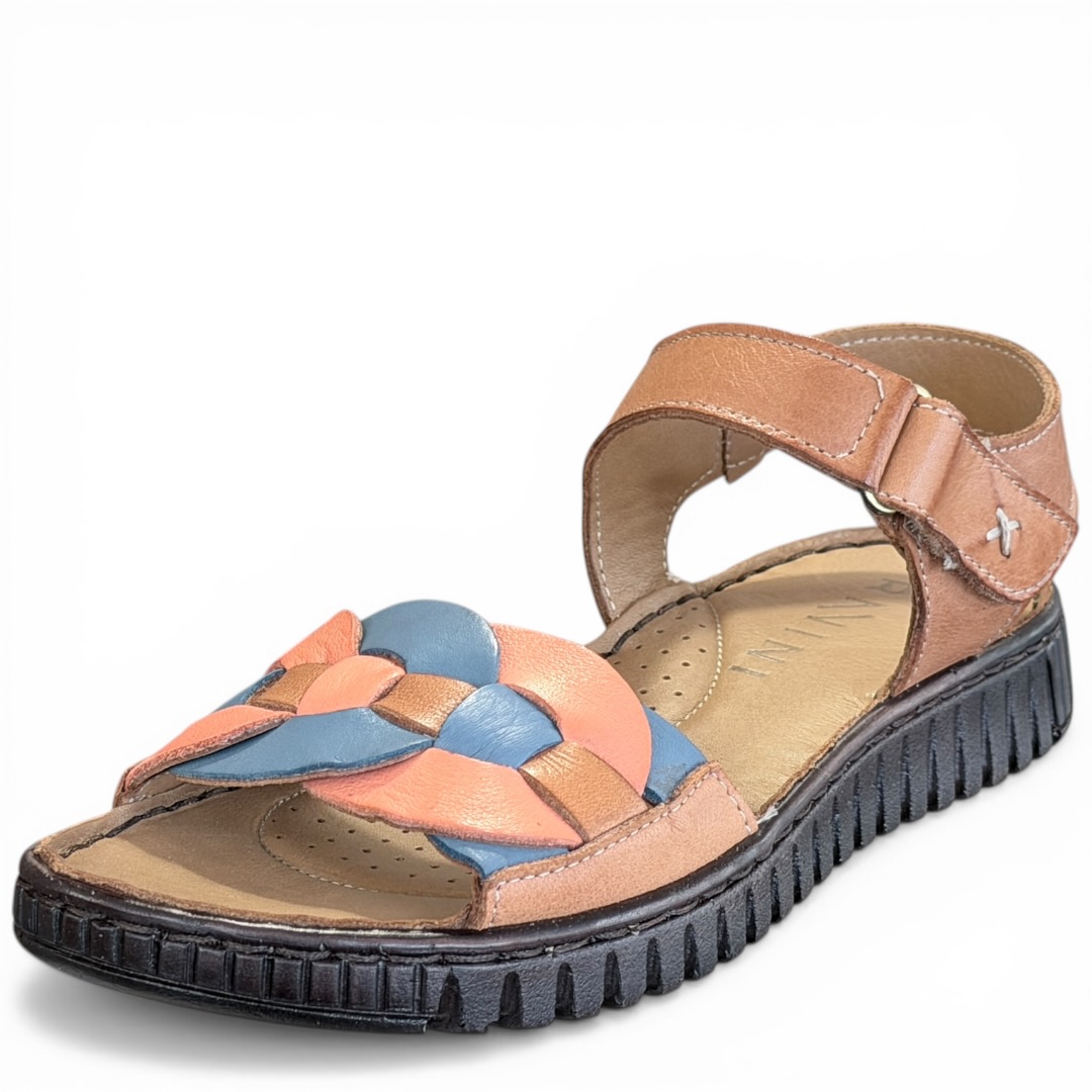 RAVINI sandał 030-113-1610 sandałki NIEBIESKO - KORALOWE • Rozm. D.: 40