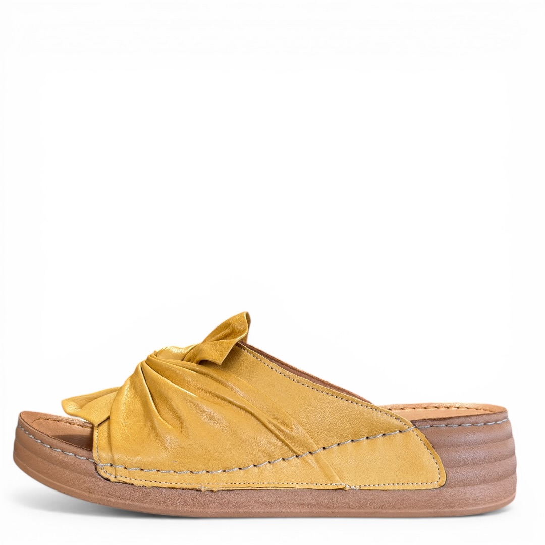 RAVINI sandał 030-351-3846 KLAPKI NA KOTURNIE ŻÓŁTE • Rozm. D.: 36