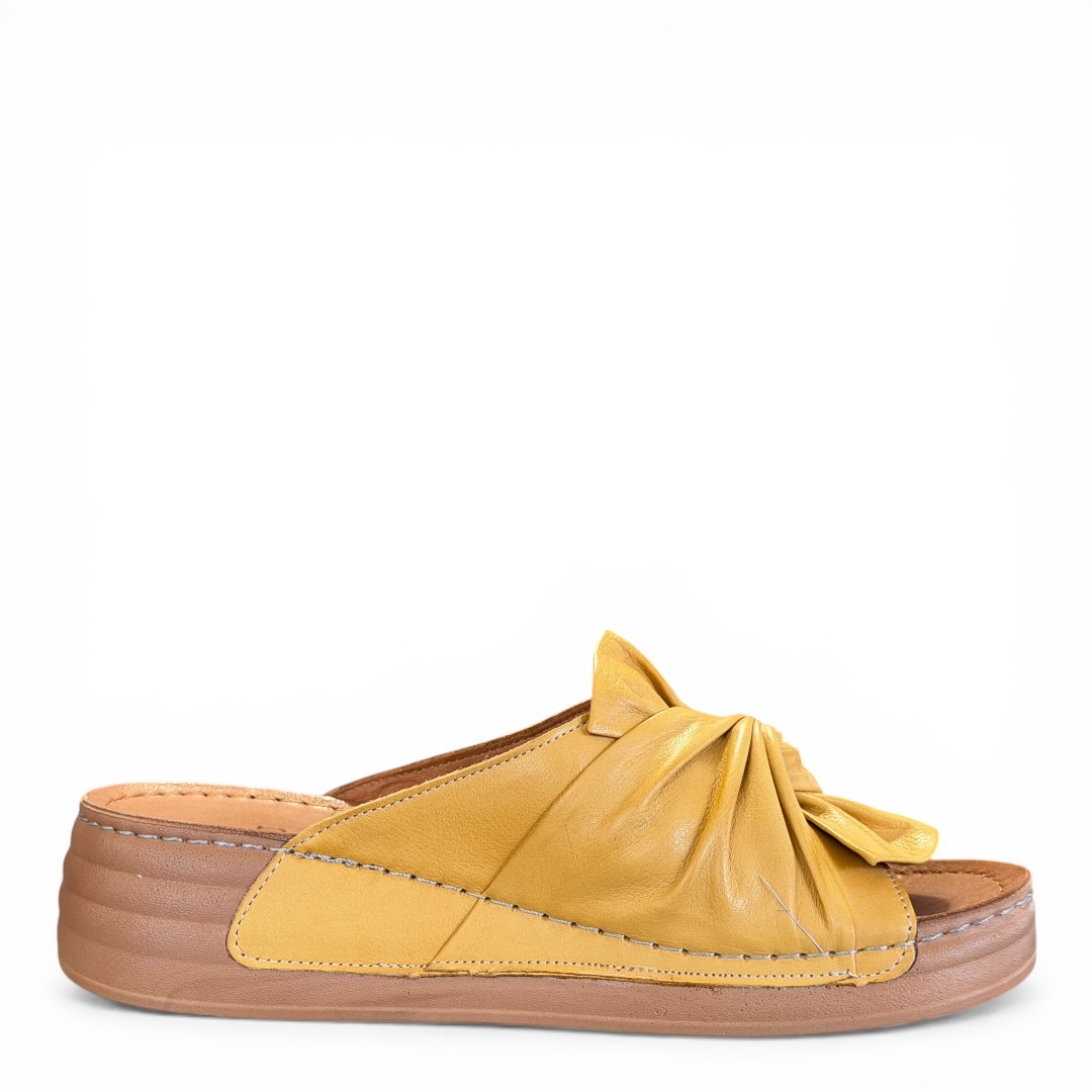 RAVINI sandał 030-351-3846 KLAPKI NA KOTURNIE ŻÓŁTE • Rozm. D.: 38