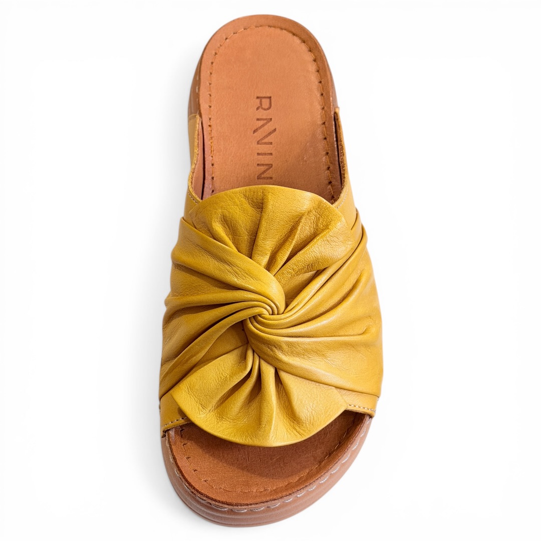 RAVINI sandał 030-351-3846 KLAPKI NA KOTURNIE ŻÓŁTE • Rozm. D.: 38