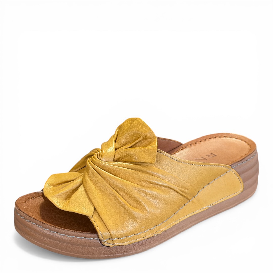 RAVINI sandał 030-351-3846 KLAPKI NA KOTURNIE ŻÓŁTE • Rozm. D.: 39