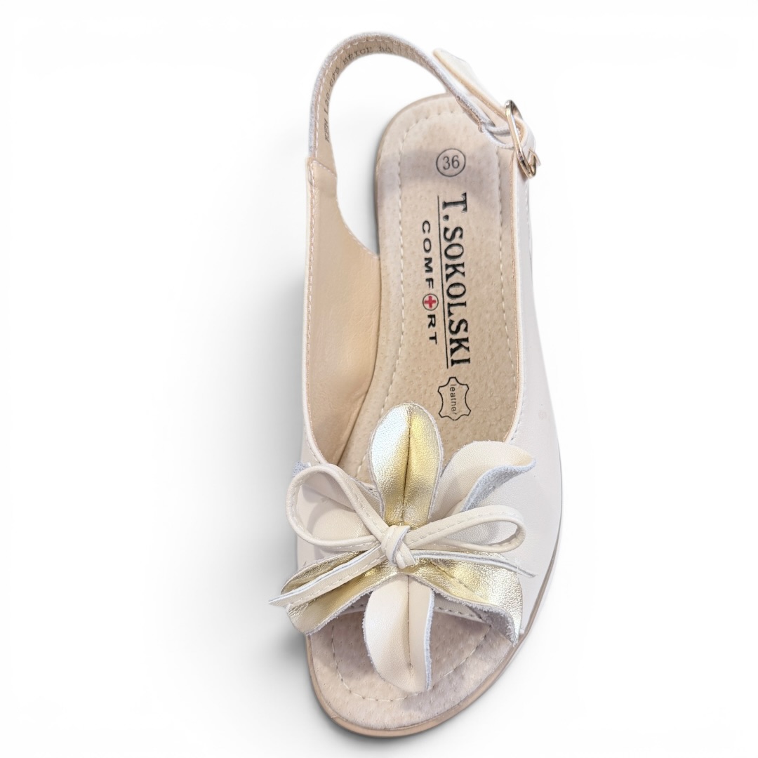 SOKOLSKI KEN L26-679 SANDAŁ NA KOTURNIE BEŻOWY • Rozm. D.: 37