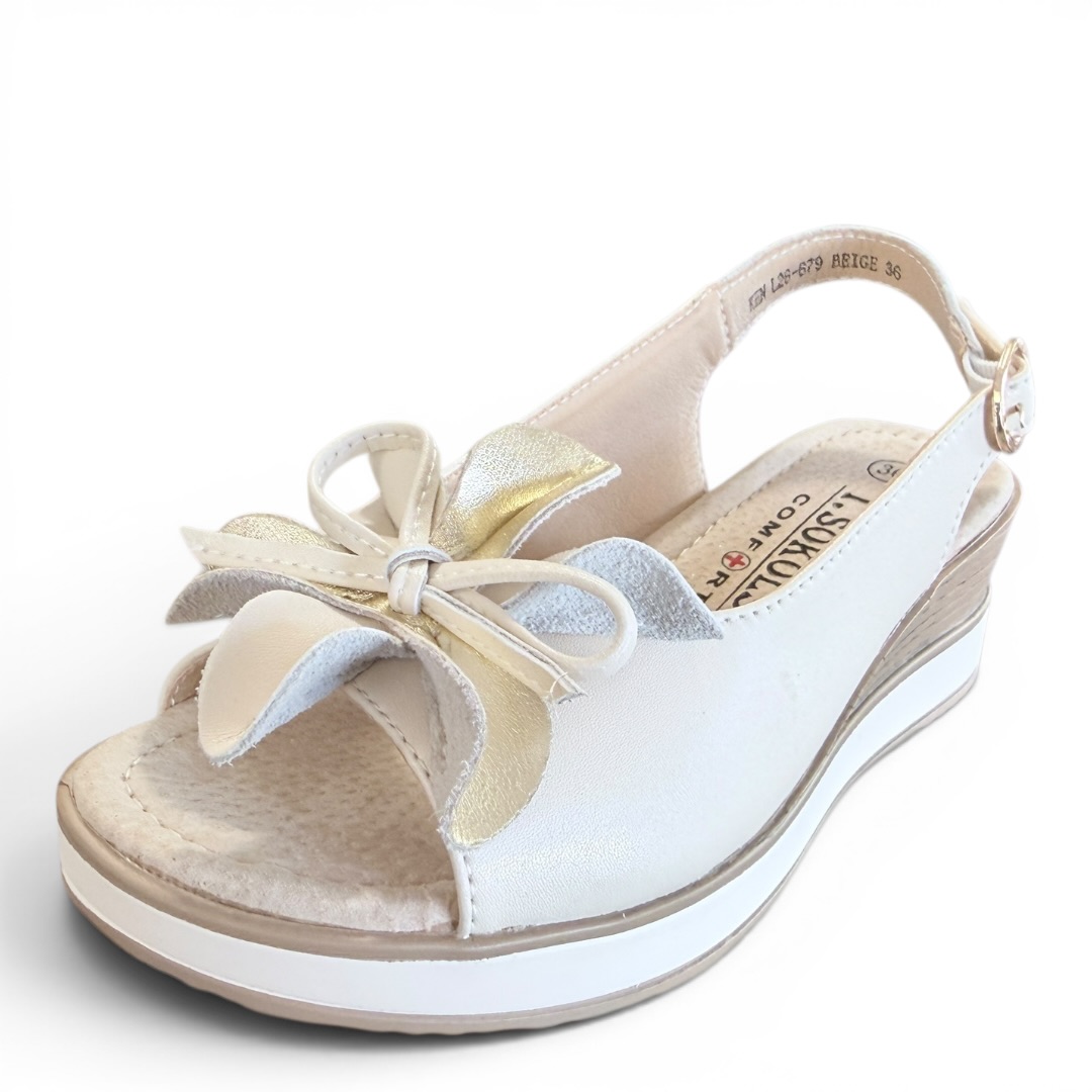 SOKOLSKI KEN L26-679 SANDAŁ NA KOTURNIE BEŻOWY • Rozm. D.: 40