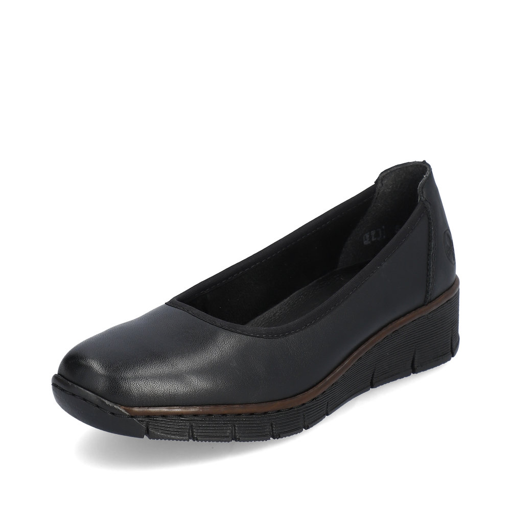 RIEKER 53755-00 CZARNE CZÓŁENKO NA KOTURNIE • Rozm. D.: 36