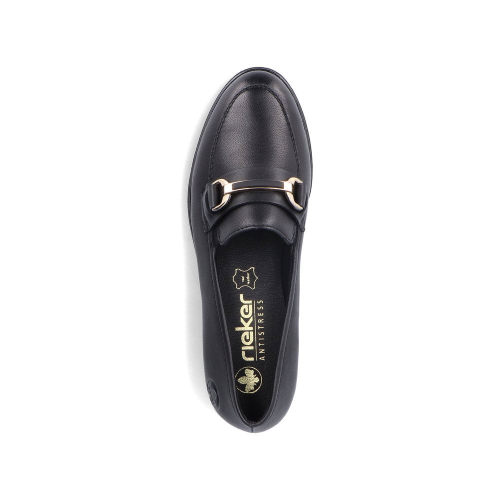 RIEKER 46262-01 CZARNE LOAFERSY • Rozm. D.: 38