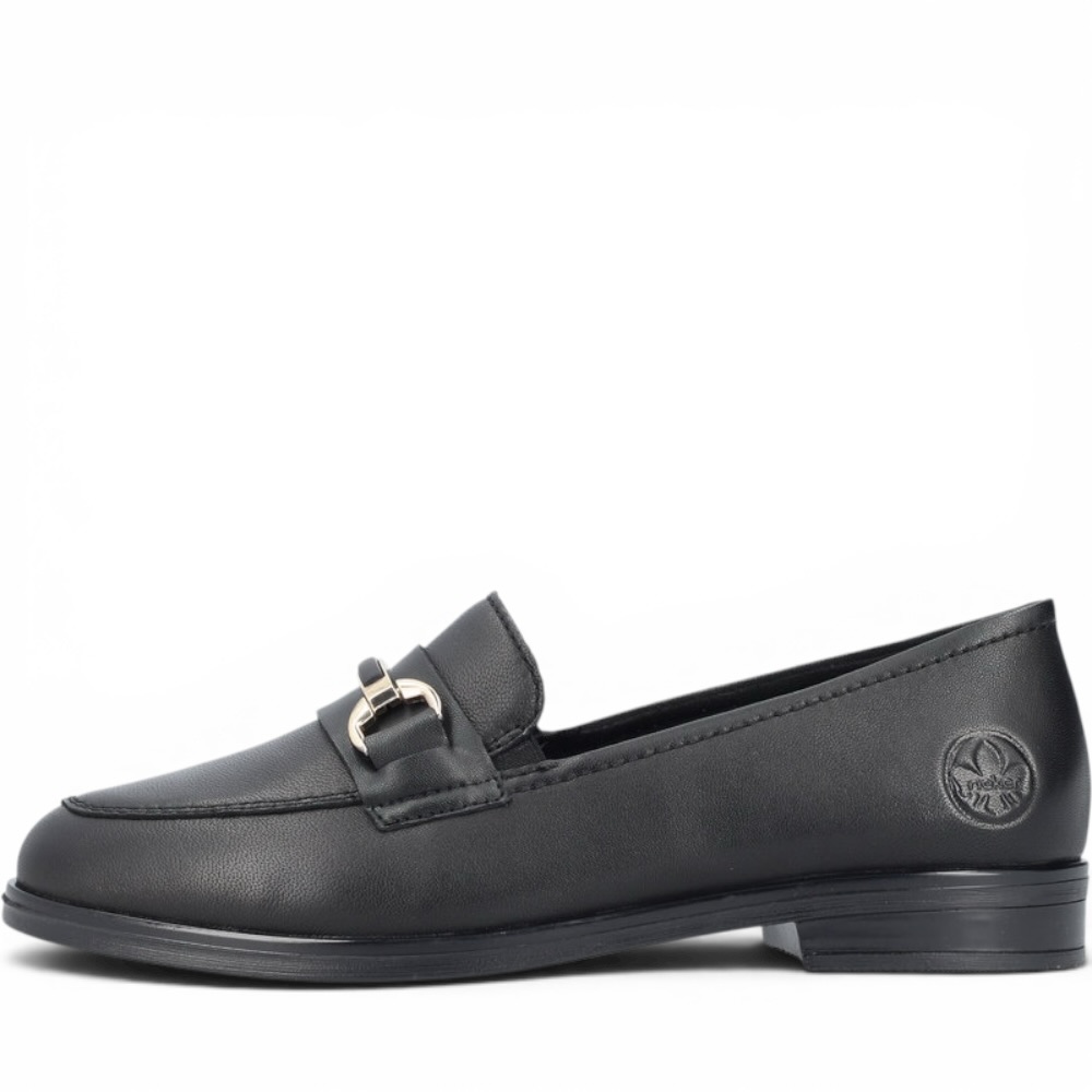 RIEKER 46262-01 CZARNE LOAFERSY • Rozm. D.: 38