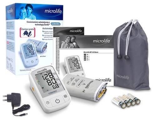 Microlife - Ciśnieniomierz automatyczny BP A2 Basic - zasilacz w zestawie