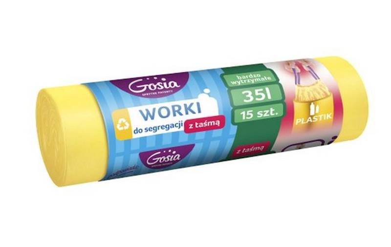 Worki na śmieci 35l GOSIA z taśmą 15szt. żółte
