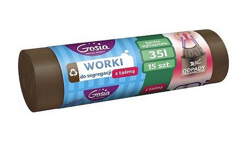 Worki na śmieci 35l GOSIA z taśmą 15szt. brązowe