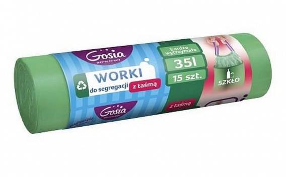 Worki na śmieci 35l GOSIA z taśmą 15szt. zielone