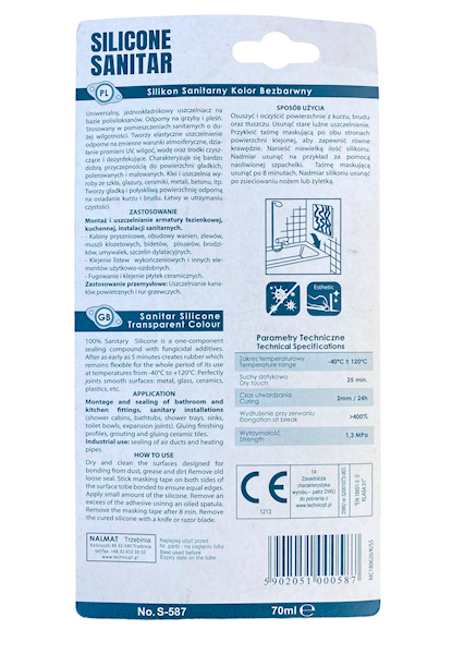 Silikon Technicqlli Sanitarny bezbarwny 70ml.