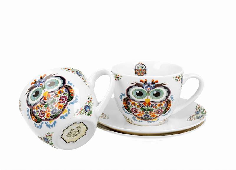 Filiżanki ze spodkami 2+2 DUO Sowa