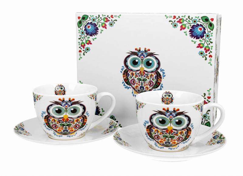 Filiżanki ze spodkami 2+2 DUO Sowa